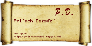 Prifach Dezső névjegykártya